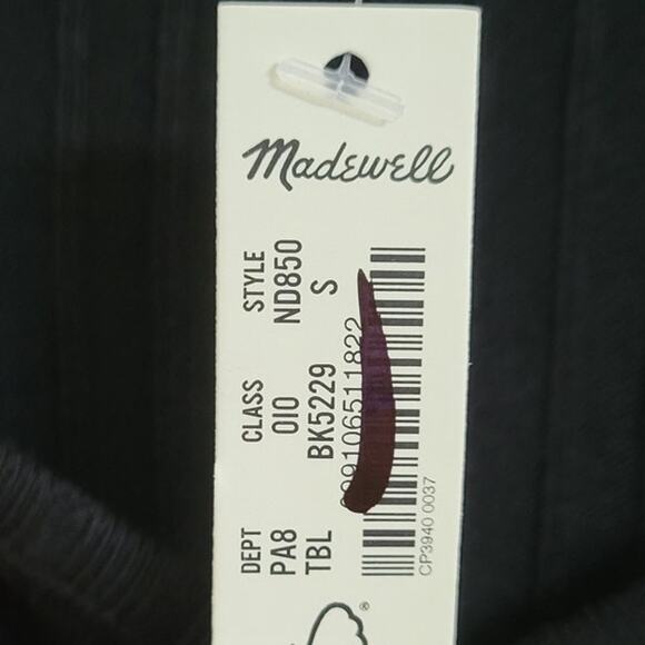 NWT Madewell Ribbed Sweetheart Tee Black Basic Minimalist S - Picture 8 of 9